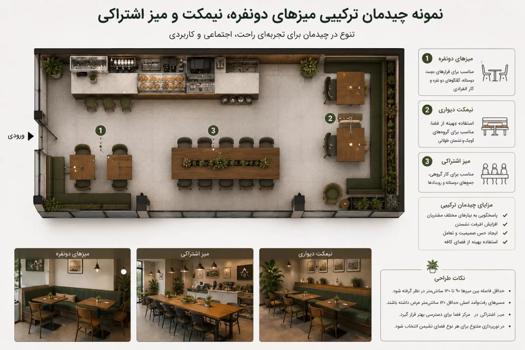 چیدمان میز و صندلی کافه
